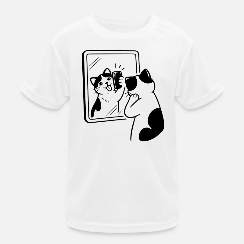 Katze Spiegel Selfie Kinder Funktions-T-Shirt