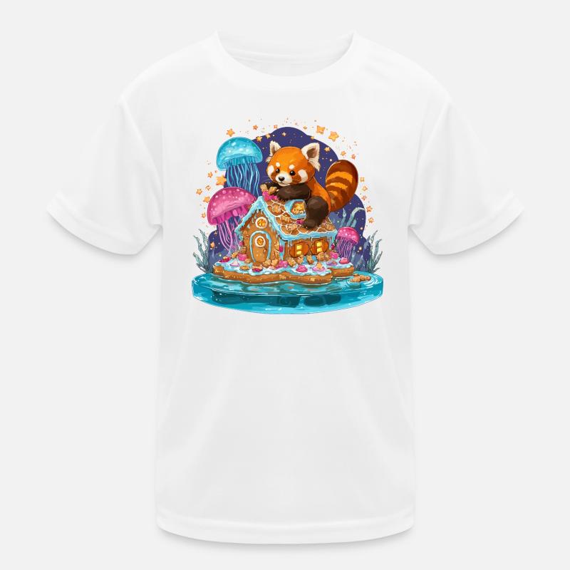 Panda on sugar house in the sugar sea Kids Functional T-Shirt