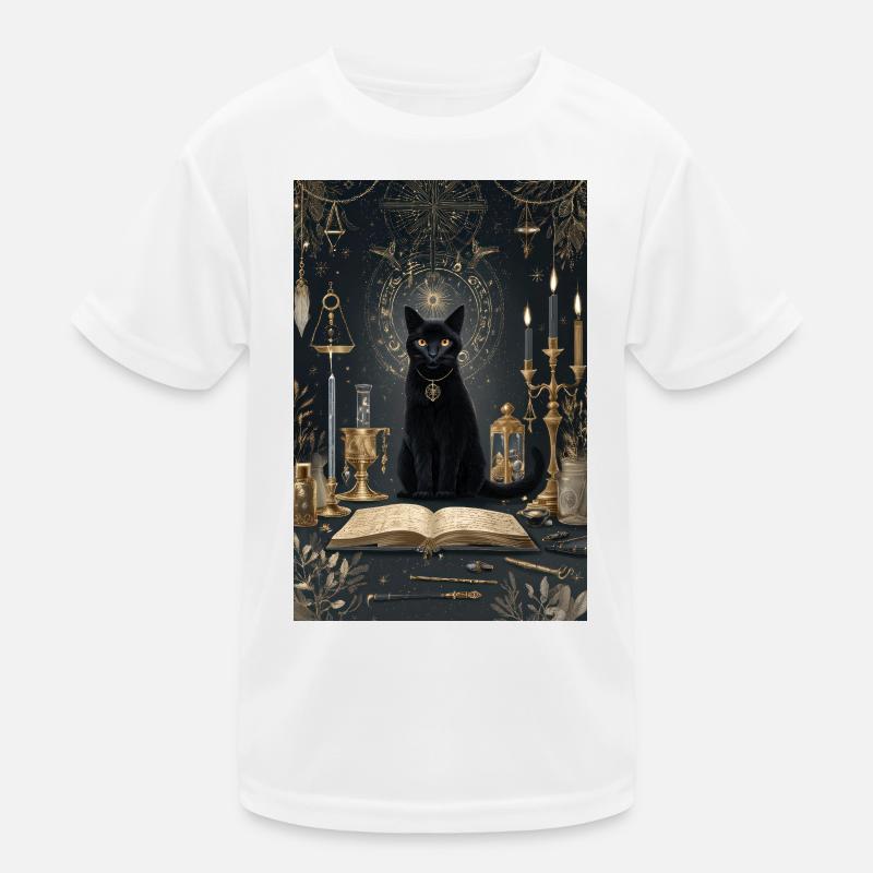 Midnight Cat Alchemist Kids Functional T-Shirt