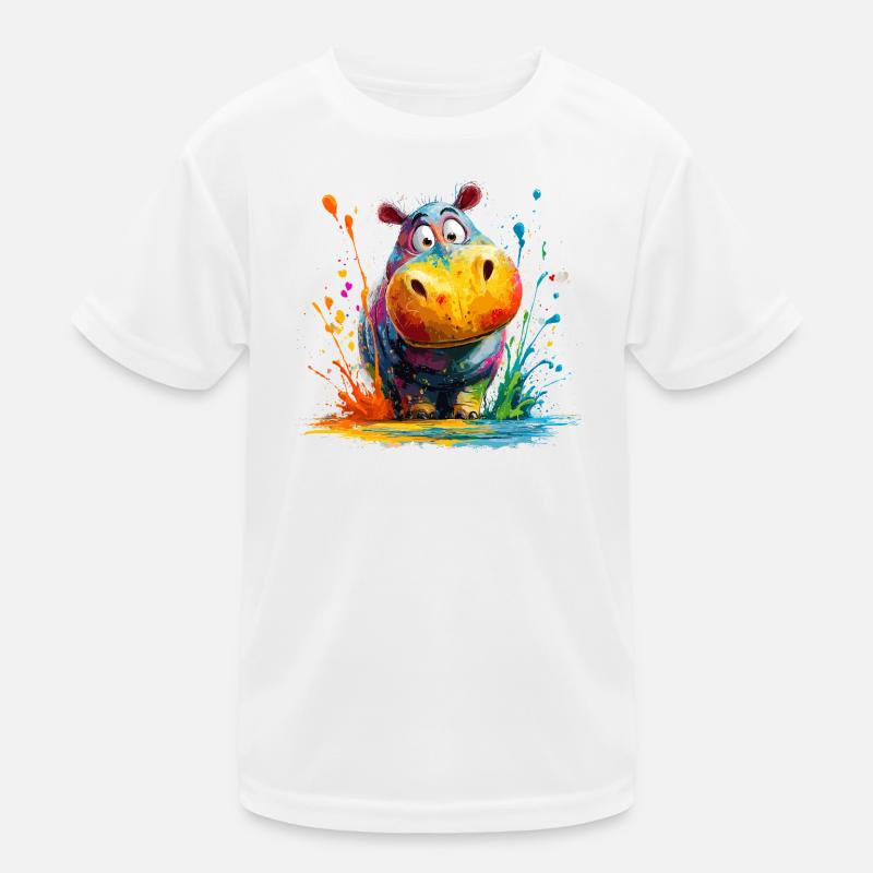 Bunter Hippo Splash Kinder Funktions-T-Shirt