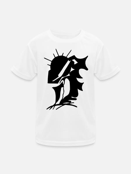 Schwarze Stille Minimaldesign - Kinder Funktions-T-Shirt - Weiß - Vorne