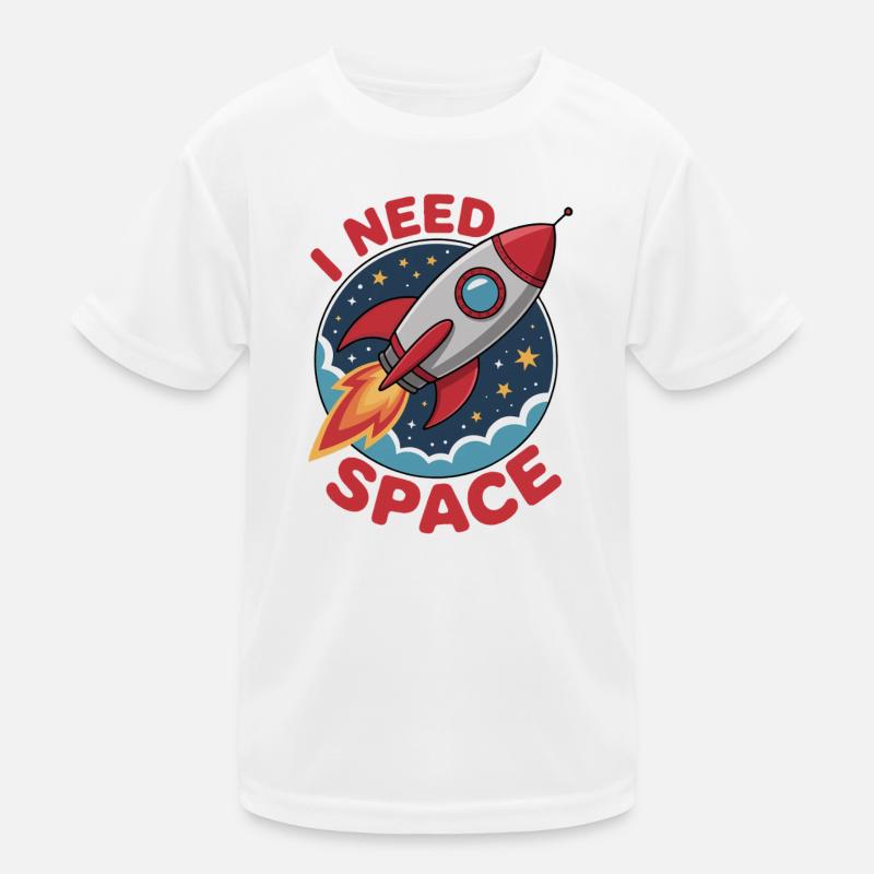 Rocket in space cartoon style - 'I NEED SPACE Kids Functional T-Shirt
