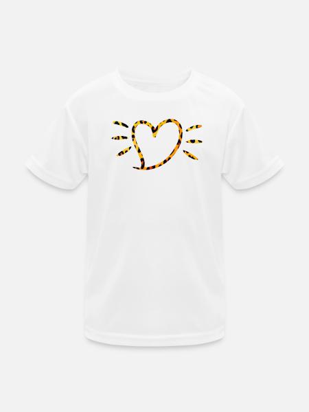 Leopard Heart with Sun Rays - Kids Functional T-Shirt - white - Front