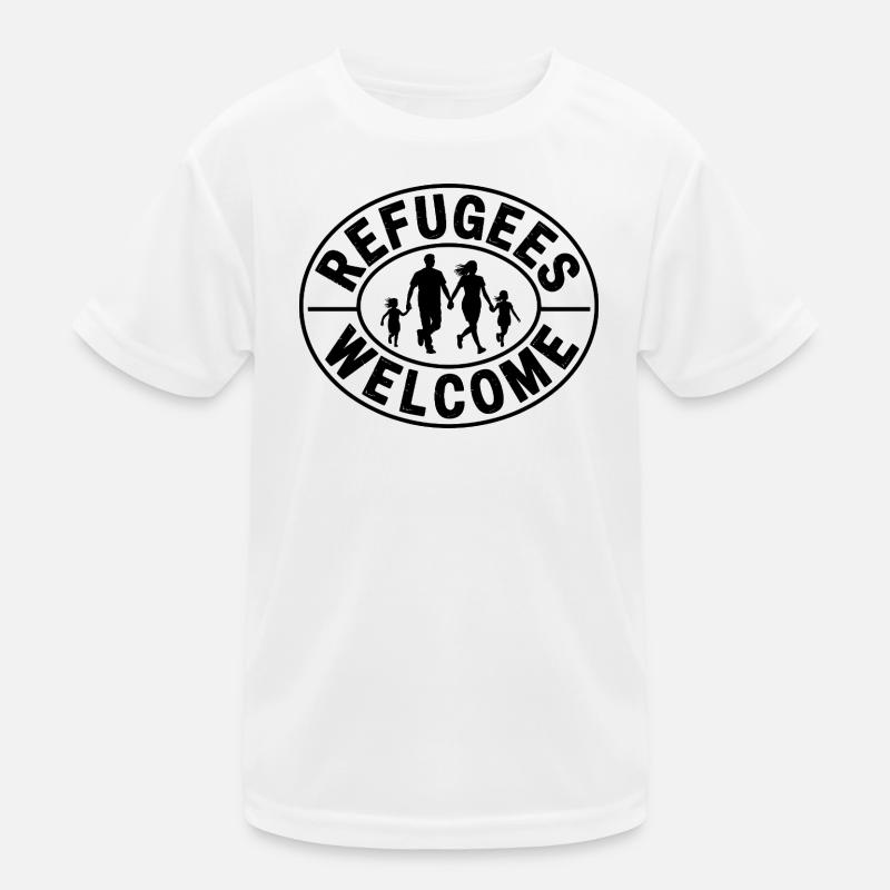 Refugees Welcome - Antifascist Merch Kids Functional T-Shirt