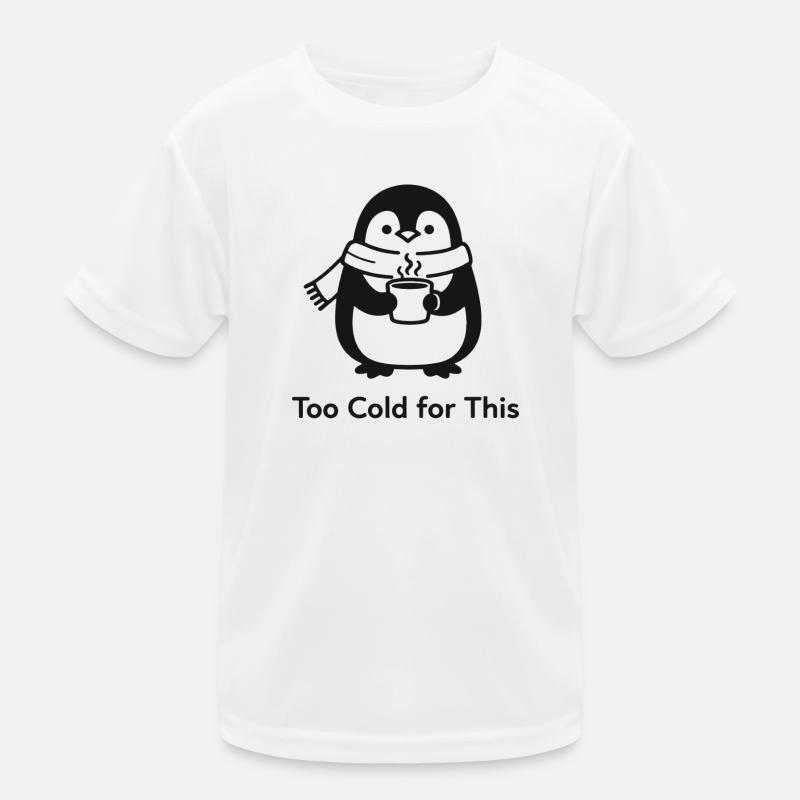 Zu kalt dafür - Pinguin mit Heißgetränk Kinder Funktions-T-Shirt