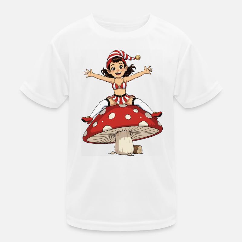 Leprechaun-Mädchen auf Pilz Kinder Funktions-T-Shirt