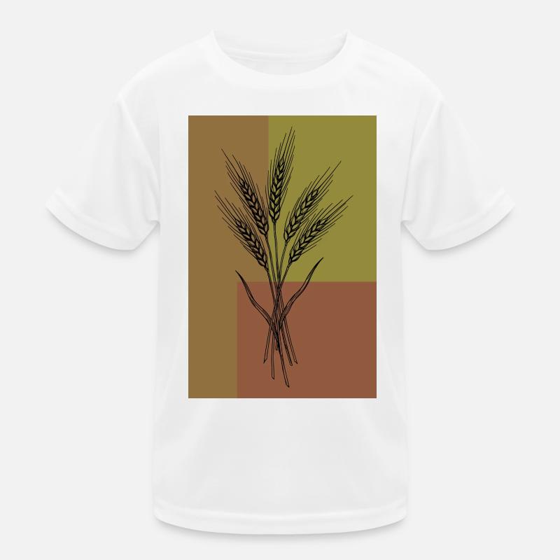 Weizen Ähren Line Art – Botanisches Design Kinder Funktions-T-Shirt