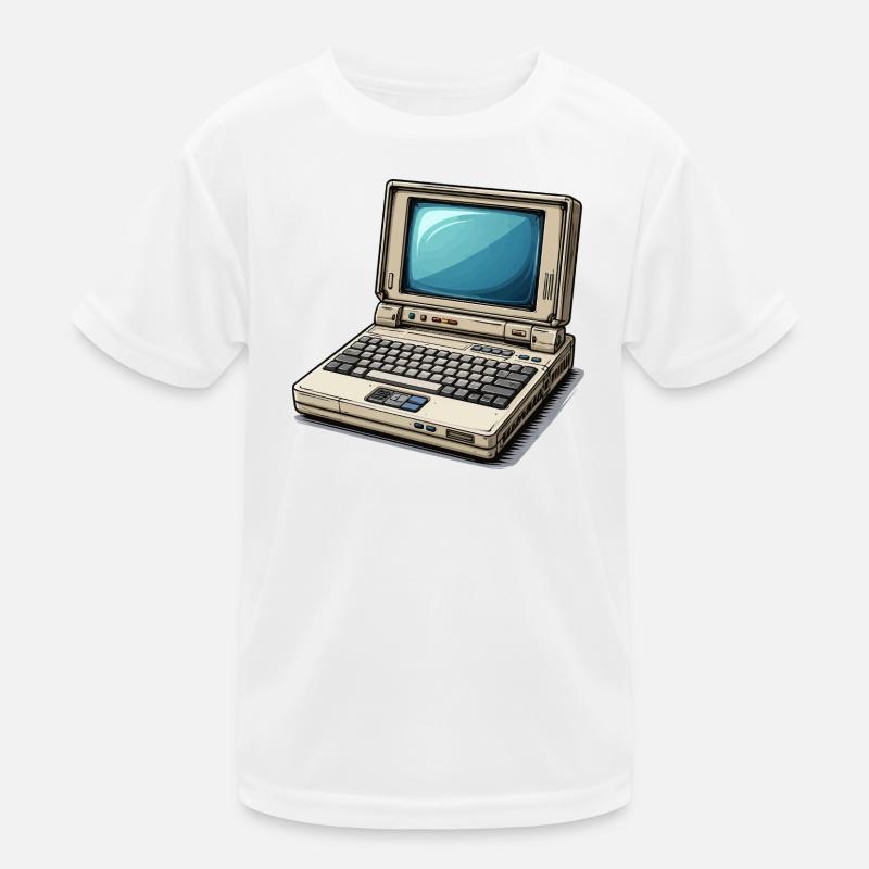 Laptop Retro Computer Vintage Style Illustration Kids Functional T-Shirt