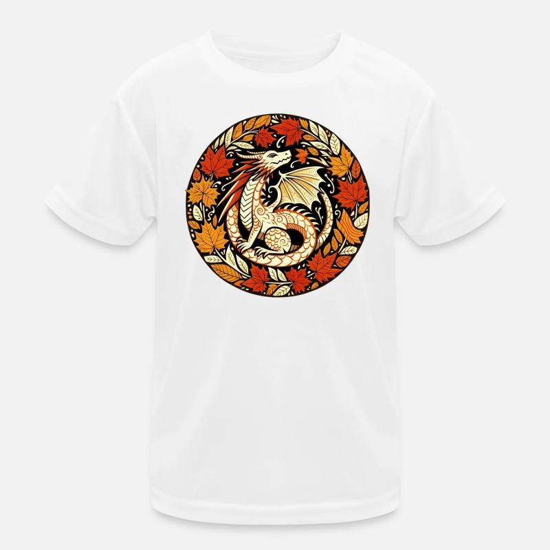 Autumn Dragon Circular Leaf Pattern Kids Functional T-Shirt