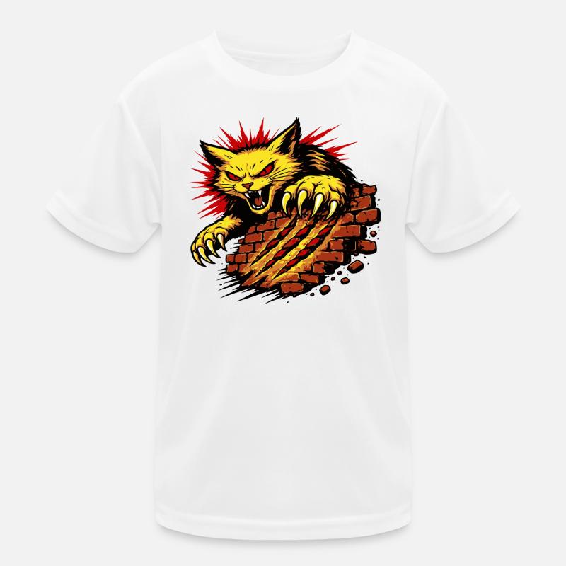 Angry Cat Claw Smash Power Illustration Kids Functional T-Shirt