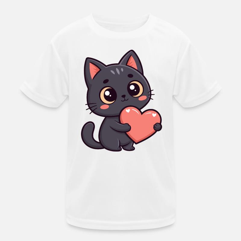 Chat noir cœur tendre T-shirt sport Enfant