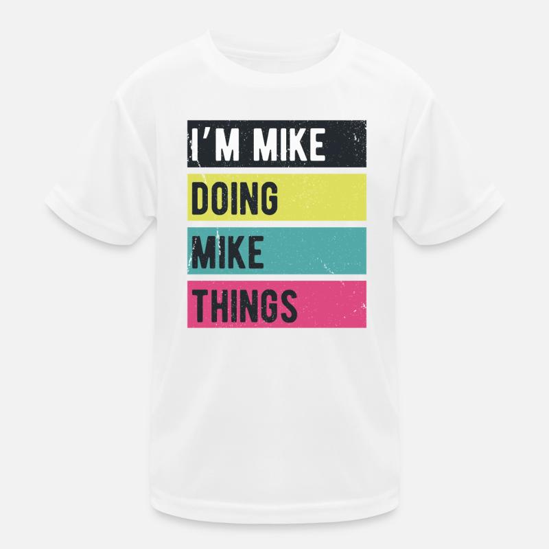 Ich bin Mike und mache Mike-Dinge in Retro-Farben Kinder Funktions-T-Shirt
