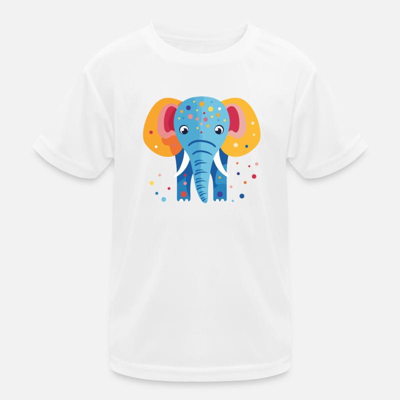 Bunter Elefantenkonfetti - Kinder Funktions-T-Shirt - Weiß