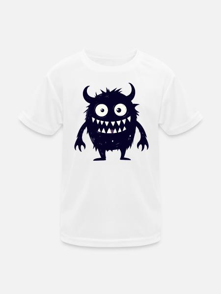 dunkles kleines süßes Monsterchen lustig - Kinder Funktions-T-Shirt - Weiß - Vorne