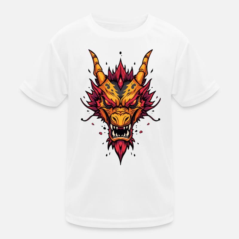 Flammender asiatischer Drache Kinder Funktions-T-Shirt