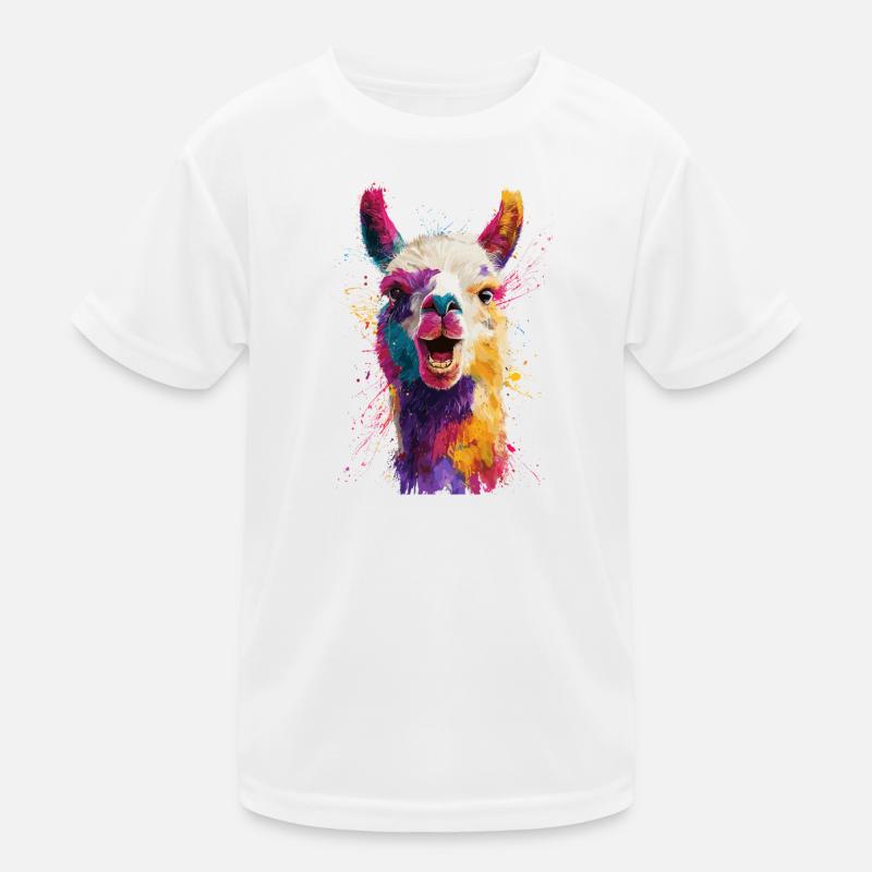 Farbenfrohe Llama Explosion Kinder Funktions-T-Shirt
