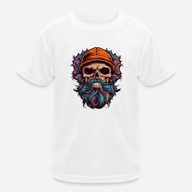 Totenkopf mit Bart Kinder Funktions-T-Shirt