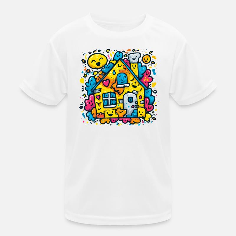 Lachendes Haus Farbklecks Kinder Funktions-T-Shirt