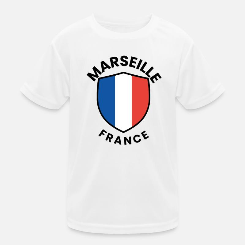 Marseille Flag Shield Kids Functional T-Shirt