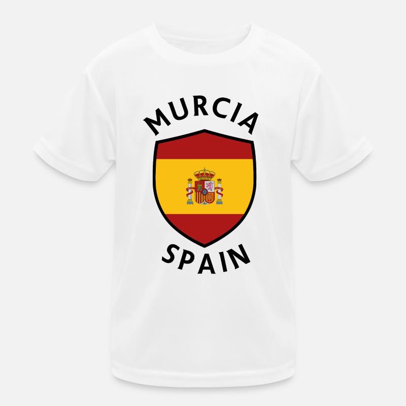 Murcia-Schild unter spanischer Flagge Kinder Funktions-T-Shirt