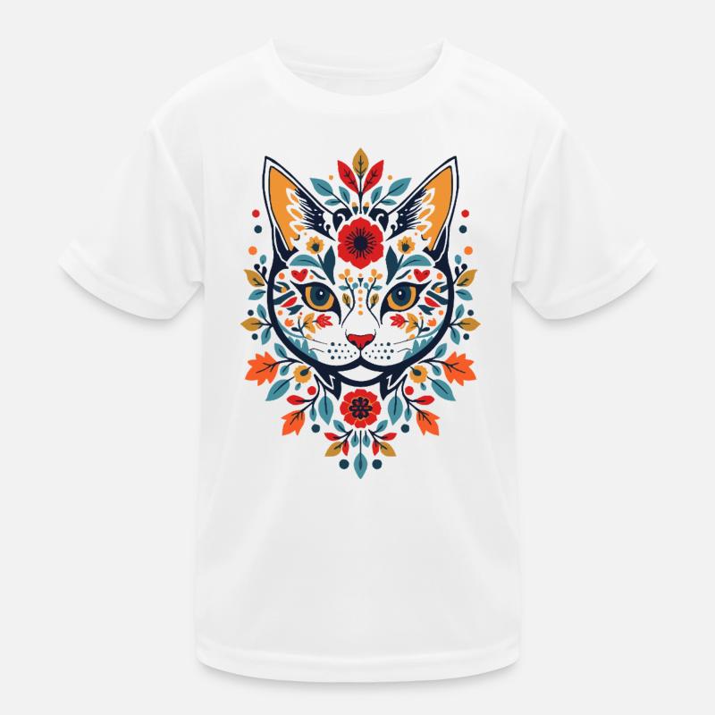 Chat fleur dans le style folklorice T-shirt sport Enfant