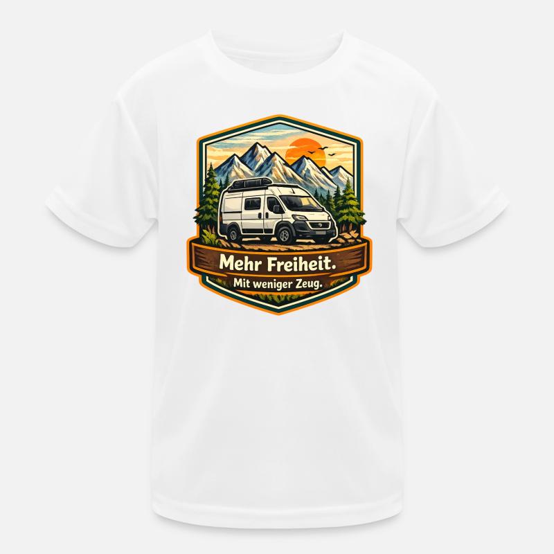 Camping-More Freedom-With Less Stuff-Camper - Kids Functional T-Shirt - white