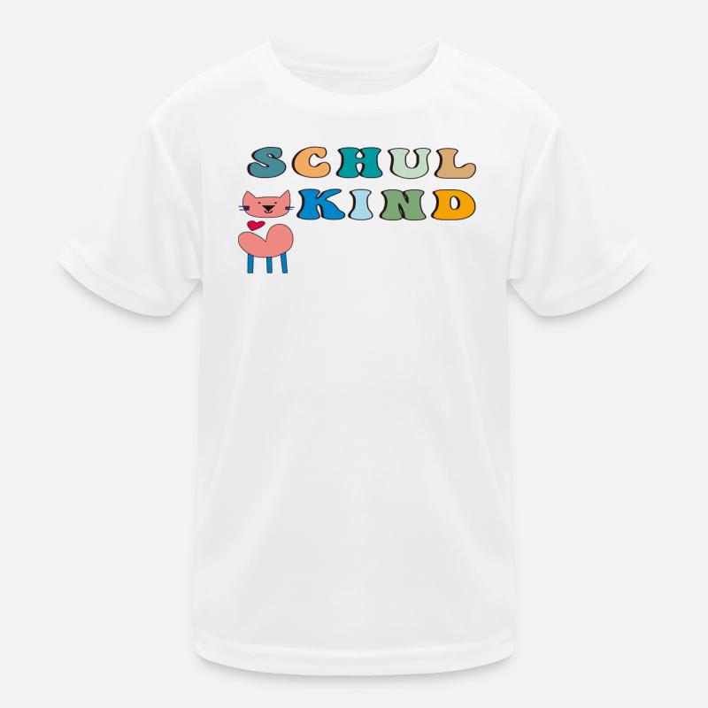 Schulkind Katze Herz Kinder Funktions-T-Shirt