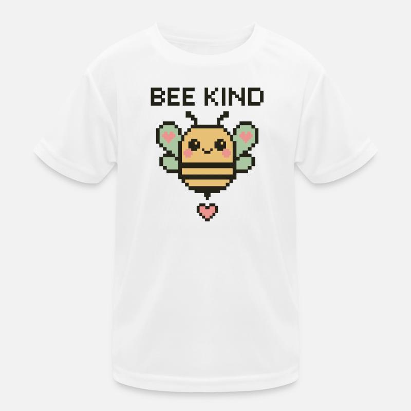 Bee Kind - Pixelbiene mit Herzchen Kinder Funktions-T-Shirt