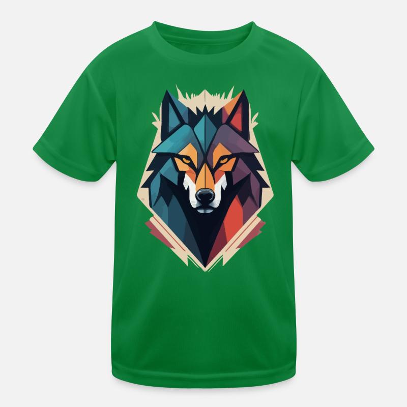 Geometrischer Wolfskopf Kinder Funktions-T-Shirt