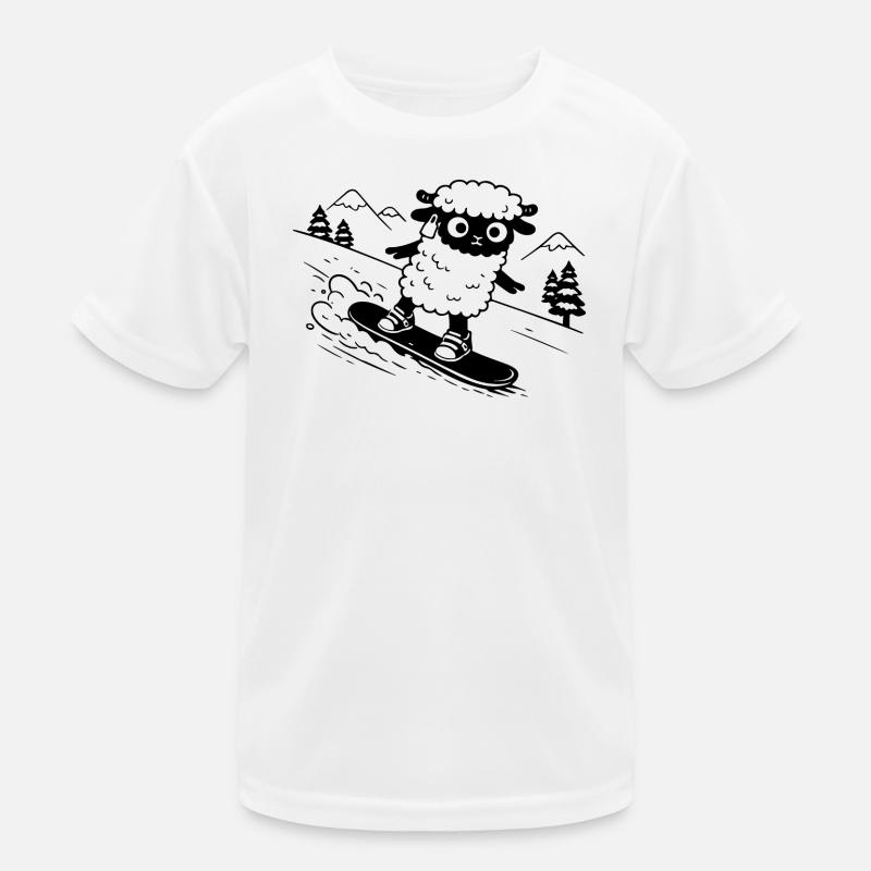Snowboard sheep - Kids Functional T-Shirt - white