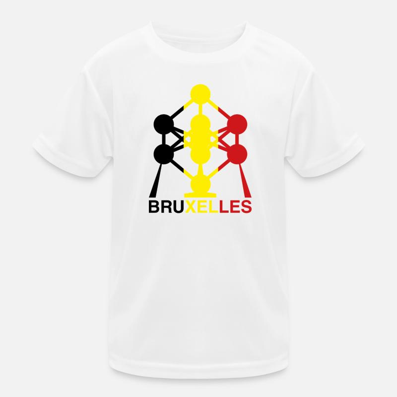 Atomium Brussels – Belgian Flag Colors Icon Kids Functional T-Shirt