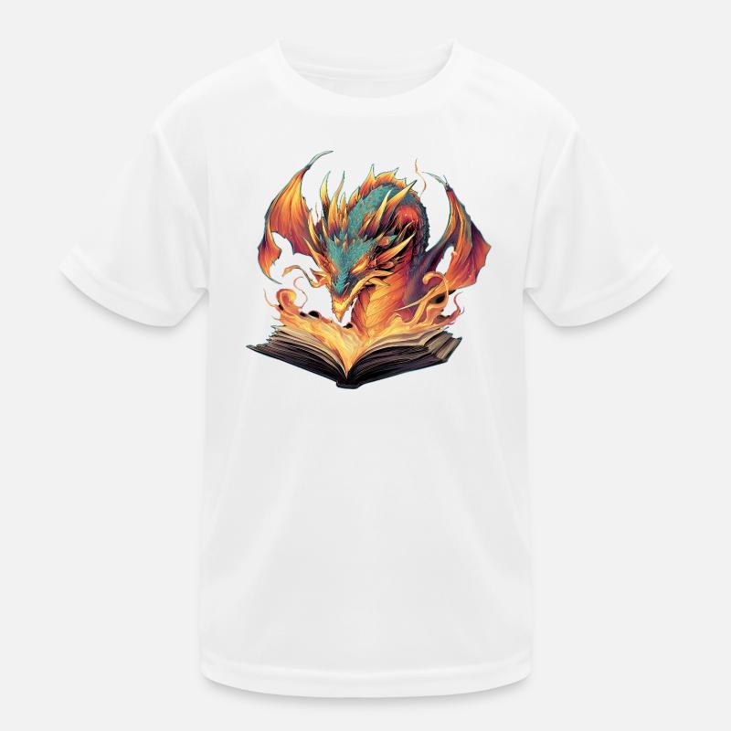 Dragon Book Transformation Fire Design T-shirt sport Enfant