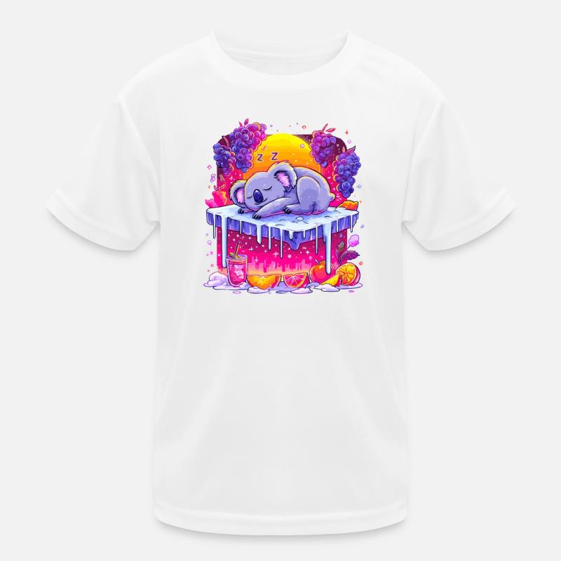 Schlafender Koala auf Neon Eiscreme Kinder Funktions-T-Shirt