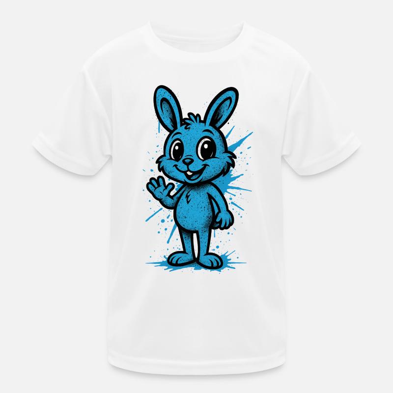 Blauer Spritzhase Grafik Kinder Funktions-T-Shirt