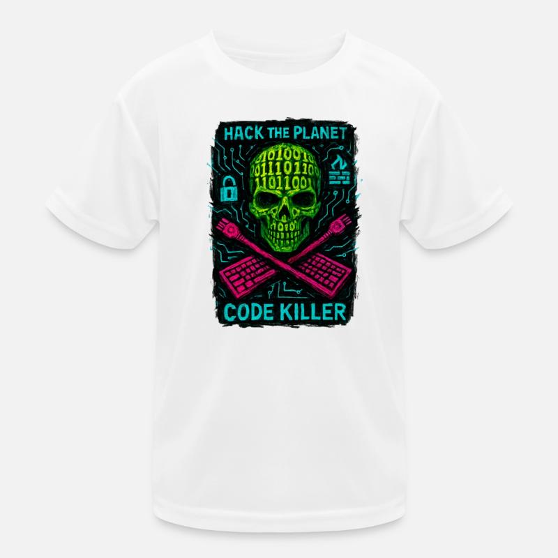 Hack the Planet Code Killer – Cybersicherheit Kinder Funktions-T-Shirt