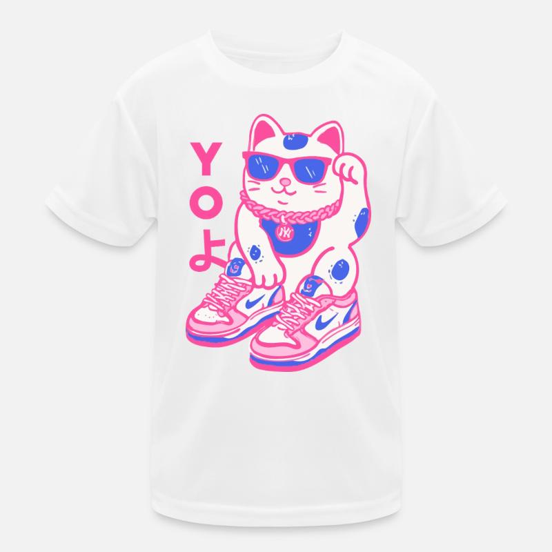 Neon Maneki Sneaker Katze Kinder Funktions-T-Shirt