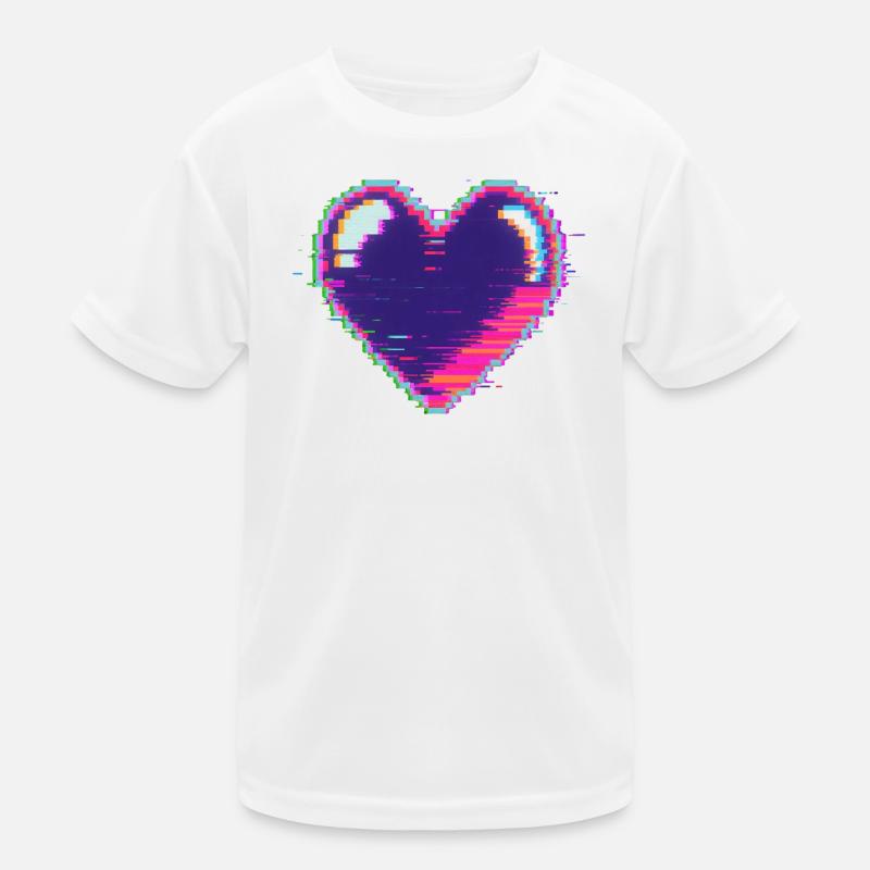 Cœur glitch néon Pixel Amour Nerd T-shirt sport Enfant