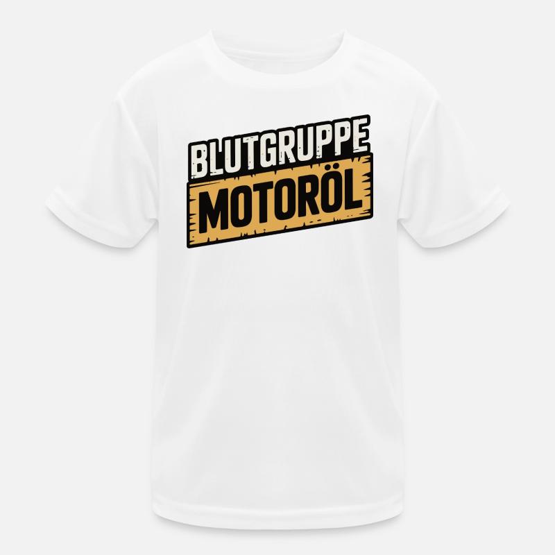 Blutgruppe Motoröl Schrauber Design Kinder Funktions-T-Shirt