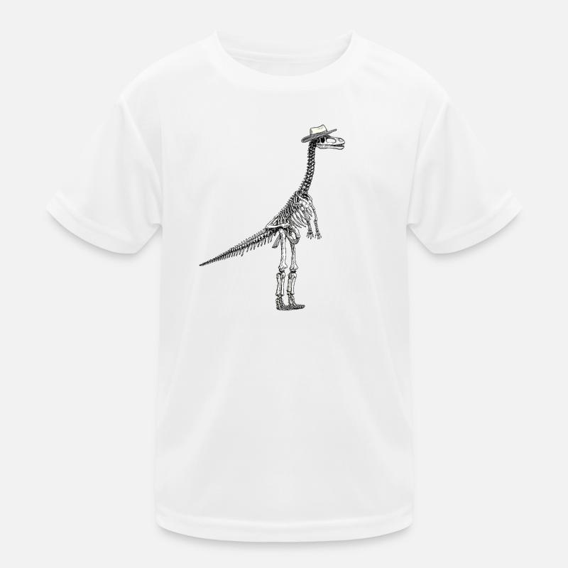 Skeleton Dino with Hat Gentleman Design Kids Functional T-Shirt