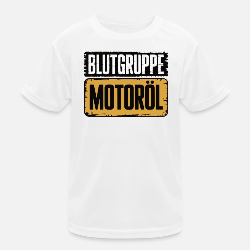 Blutgruppe Motoröl Schrauber Design Kinder Funktions-T-Shirt