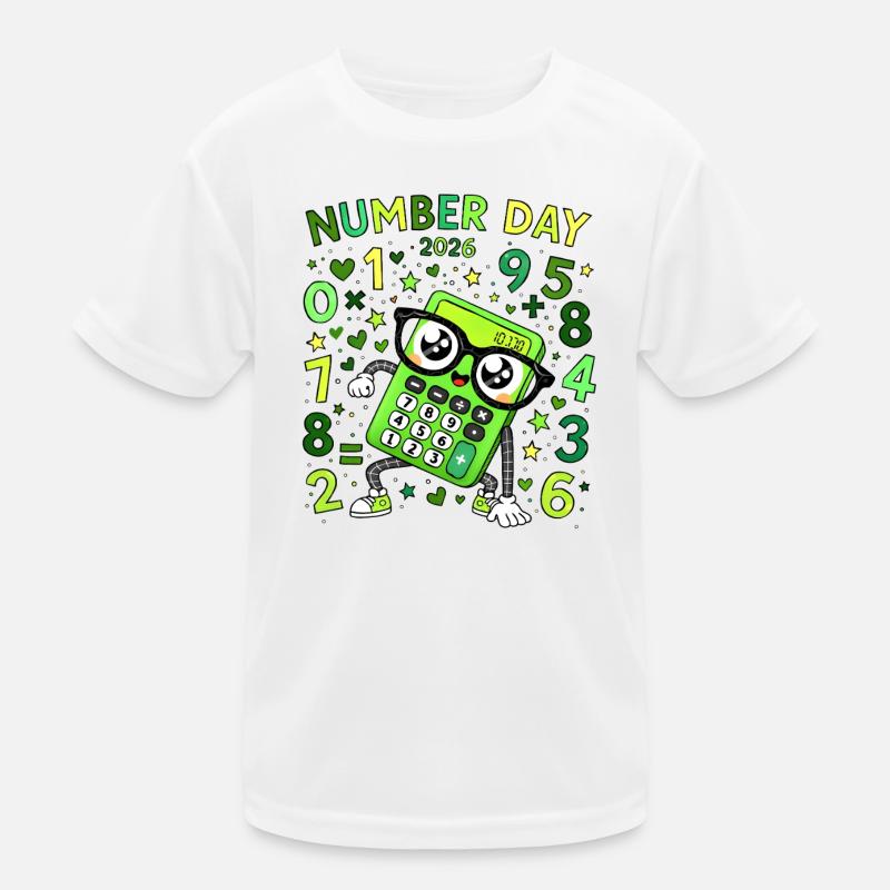 Nummer Tag 2026 Neon-Rechner Held Kinder Funktions-T-Shirt