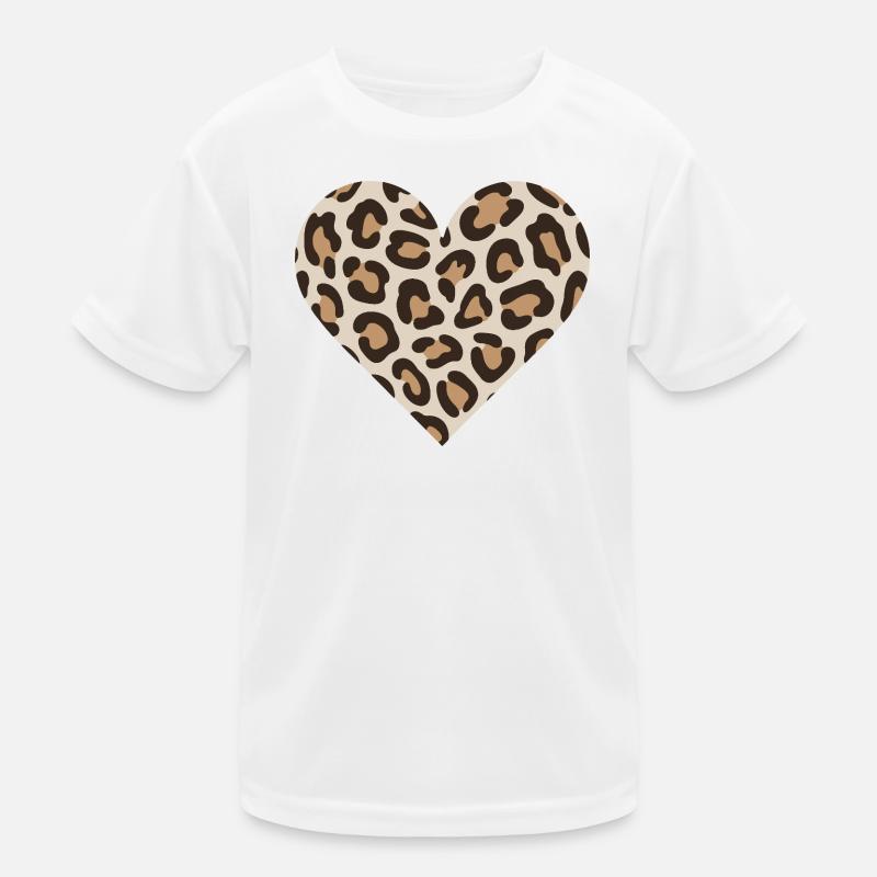 Imprimé de cœur de léopard - T-shirt sport Enfant - blanc