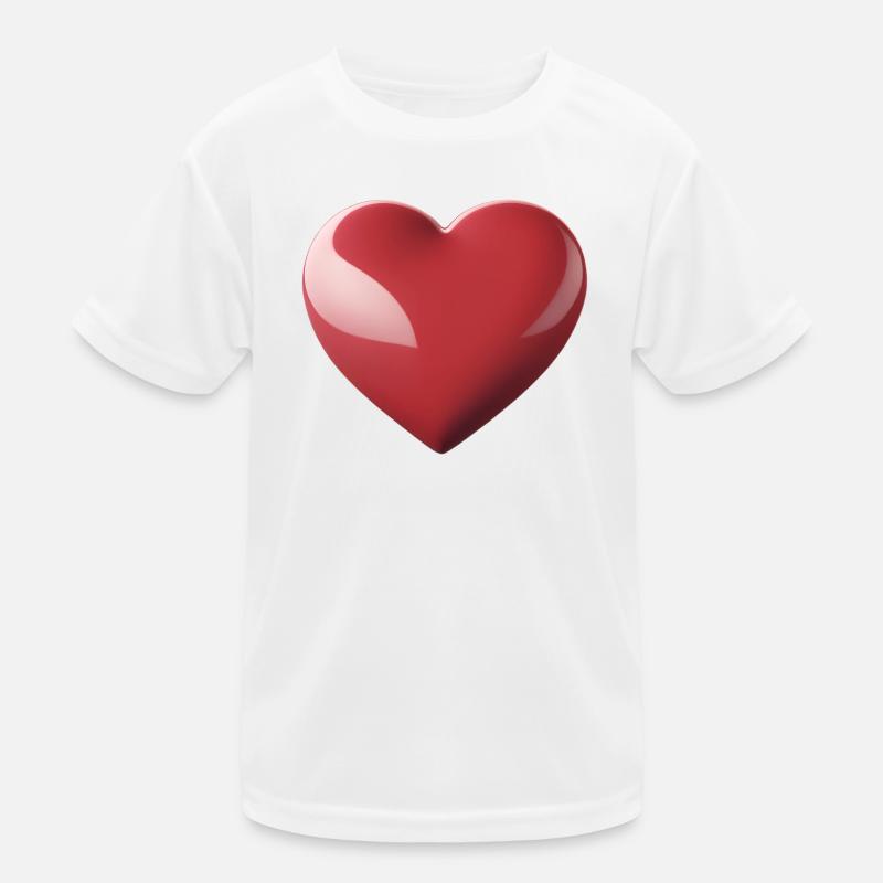 Heart Gloss Red – Heart Symbol Pattern Kids Functional T-Shirt