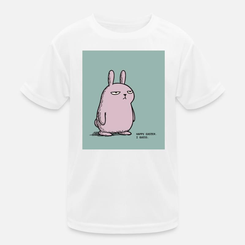 Happy Easter I Guess – Grumpy Bunny Easter Design Kids Functional T-Shirt