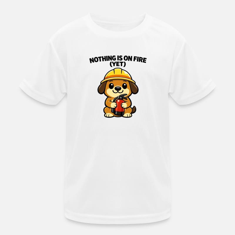Construction site doggy: Nothing burns (yet) Kids Functional T-Shirt