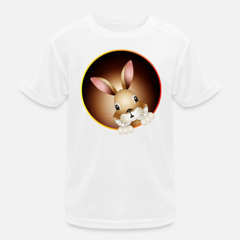 Curious rabbit looks out of the rabbit hole Kids Functional T-Shirt