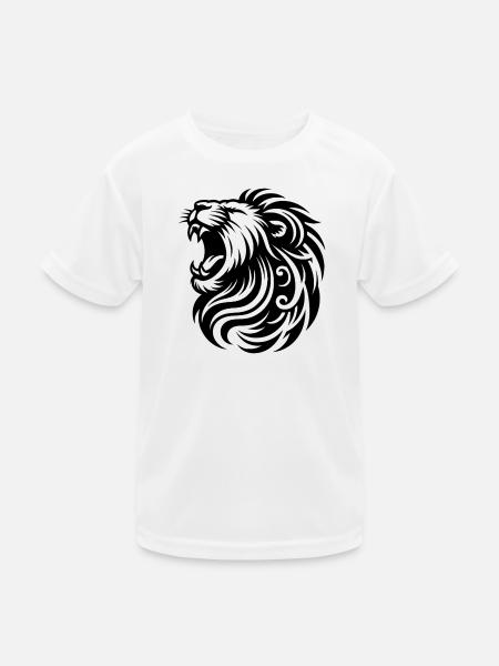 Roaring lion with elegant mane and teeth - Kids Functional T-Shirt - white - Front