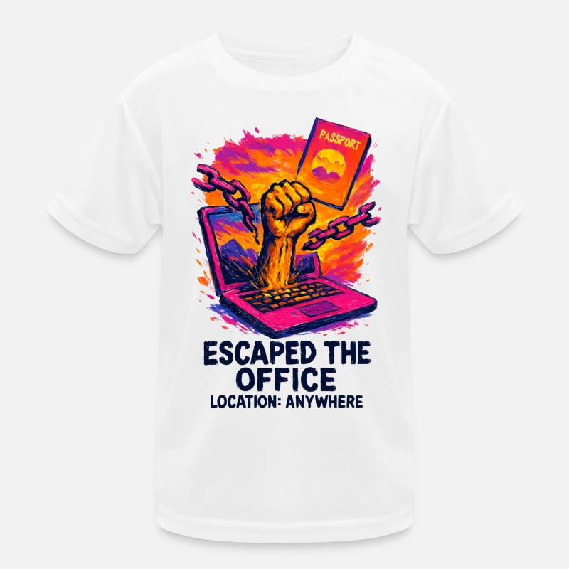 Telecommuting - Escape from the office Kids Functional T-Shirt
