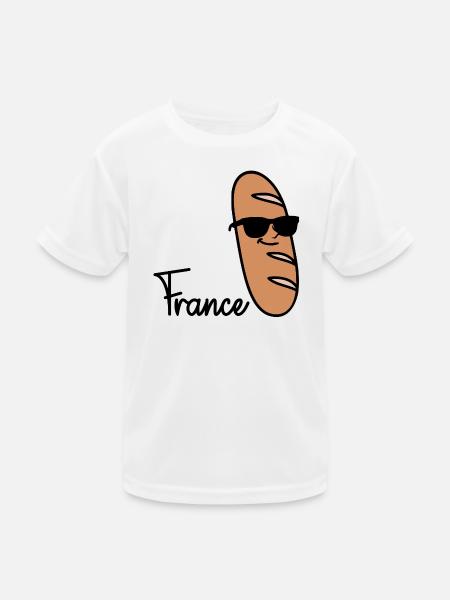 France Baguette - Kinder Funktions-T-Shirt - Weiß - Vorne
