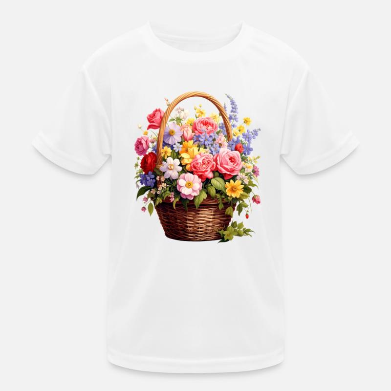 Panier en osier avec des fleurs printanières T-shirt sport Enfant